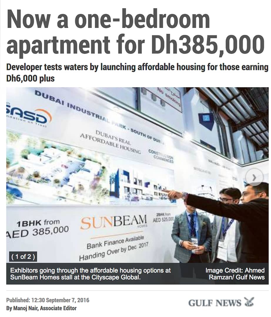 Affordable Housing, Sunbeam Homes, Cityscape Global, One Bedroom Apartment at AED 385,000
